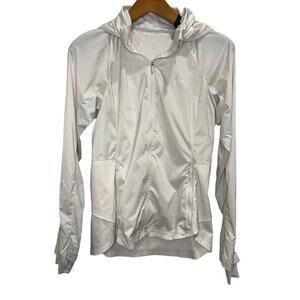 Lululemon Goal Smasher Jacket Womens Full Zip Rain Windbreaker Hooded, White, 10
